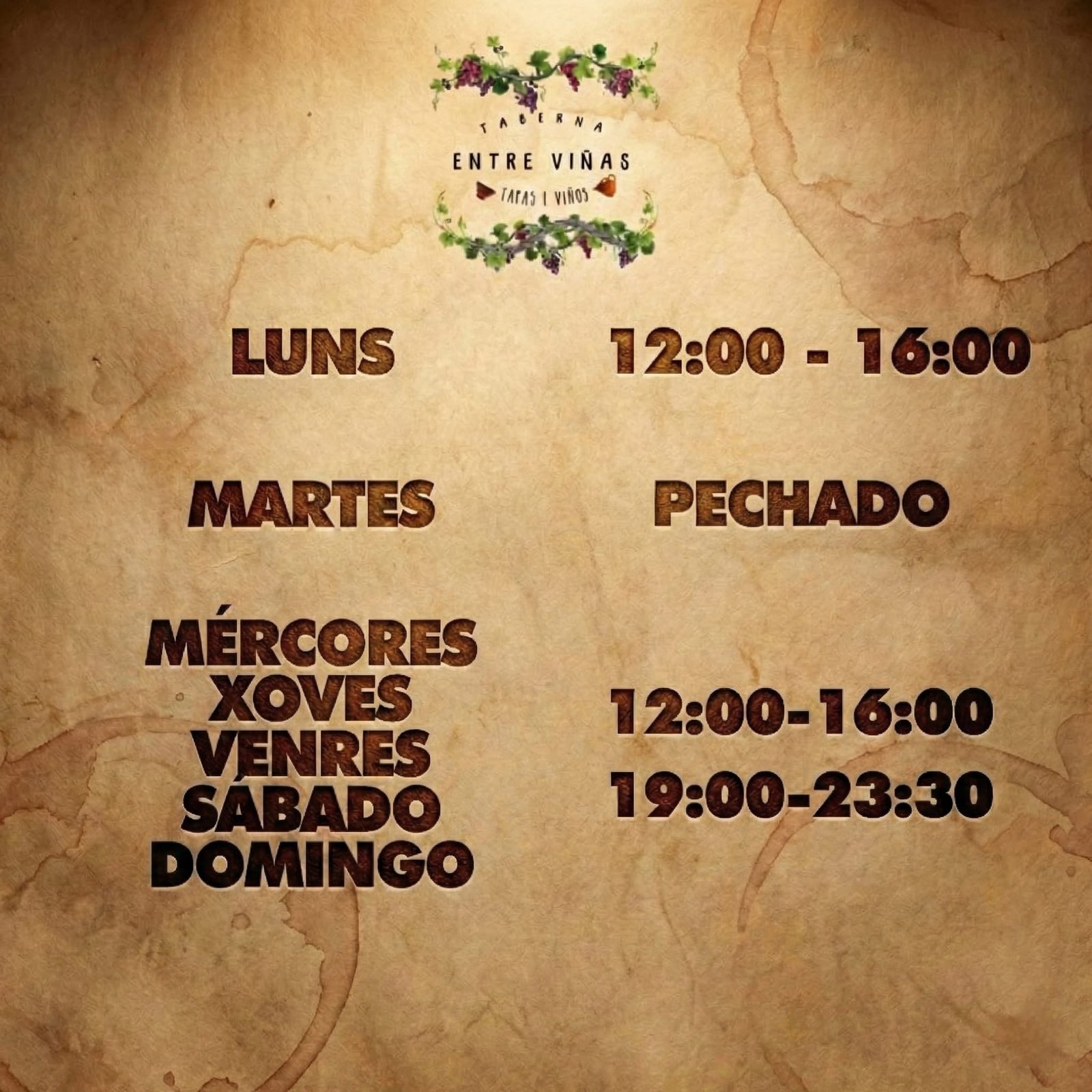 Horario Taberna Entre Viñas